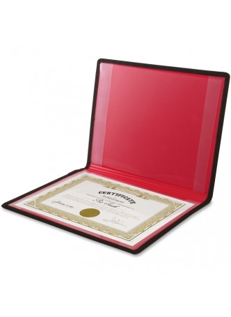 Certificate holder, 12" Width x 9" Sheet Size - 2Internal Pockets - Polypropylene - Black - 1 Each - ang204